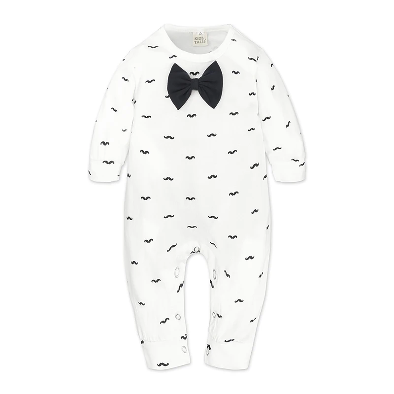 Gentleman Baby Costume Bodysuit Mustache & Bow Tie Long Sleeve Onesie Cotton Newborn Clothing Romper Baby Boys Girls Clothes