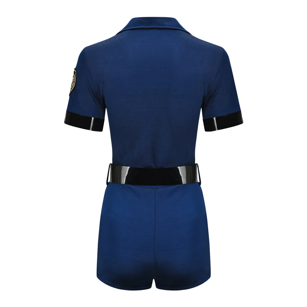 Halloween Sexy Police Woman Officer Uniform Costume Clubwear Zipper Erotic Outfit Cosplay Carnival Fancy Party Dress