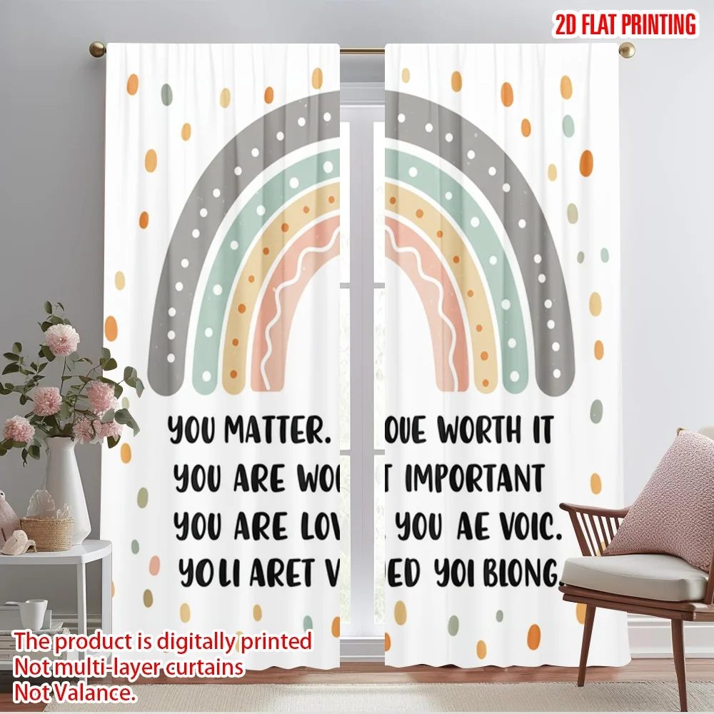 2pcs 2D flat printing Drapes Classroom Rainbow You Matter Fabric Without Electricity Party Decorations Perfect for room decor