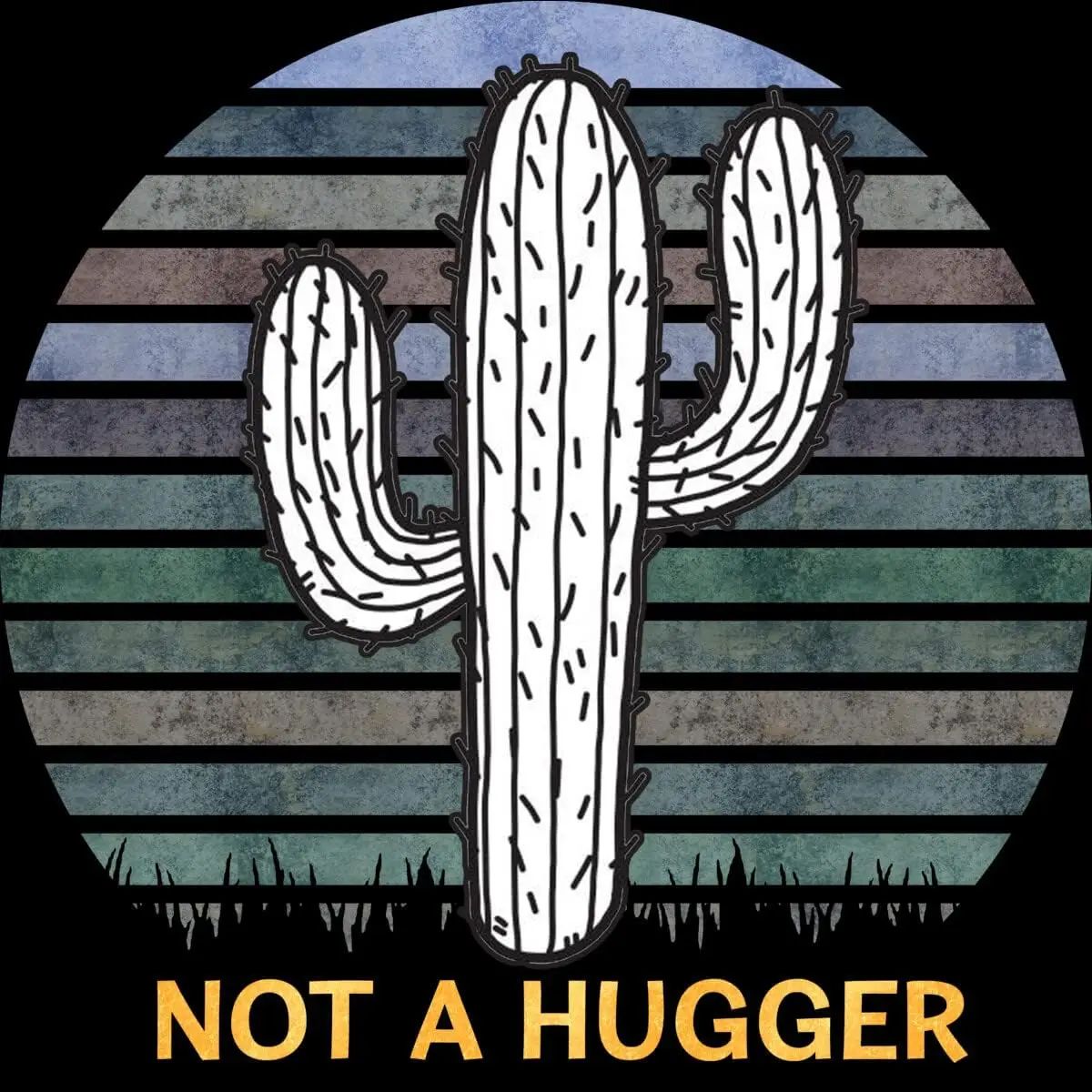 Design By Humans Junior's Not A Hugger Vintage Tshirt Funny Shirt Cactus Sarcastic Tee by stellaandgrace T-Shirt - -