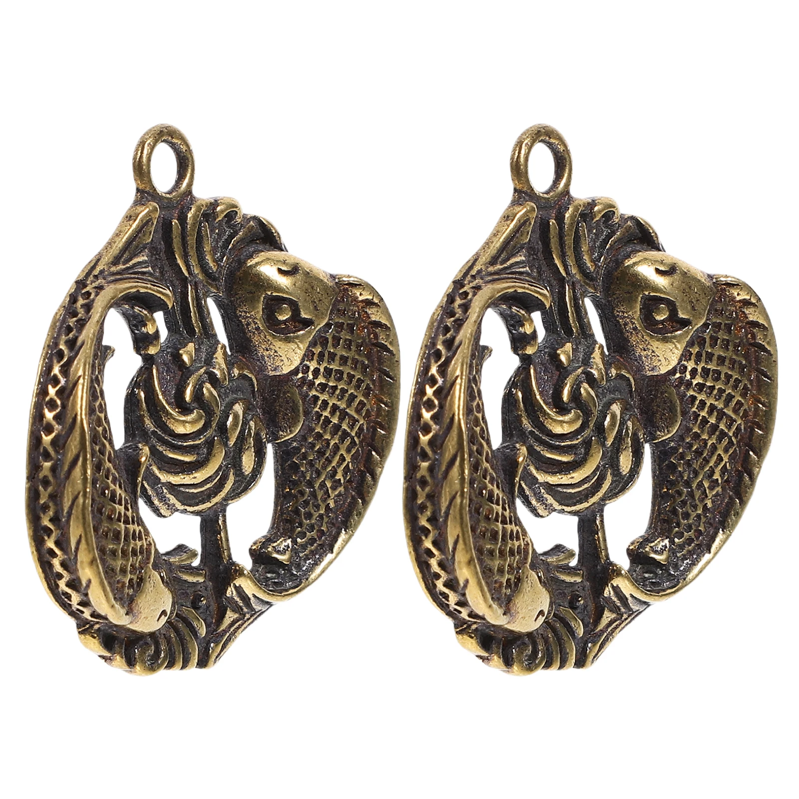 

2pcs Pisces Surround Buckle Brass Craft Retro Elegant Belt Decoration DIY Accessory Durable Clothes Luggage Button Role Props