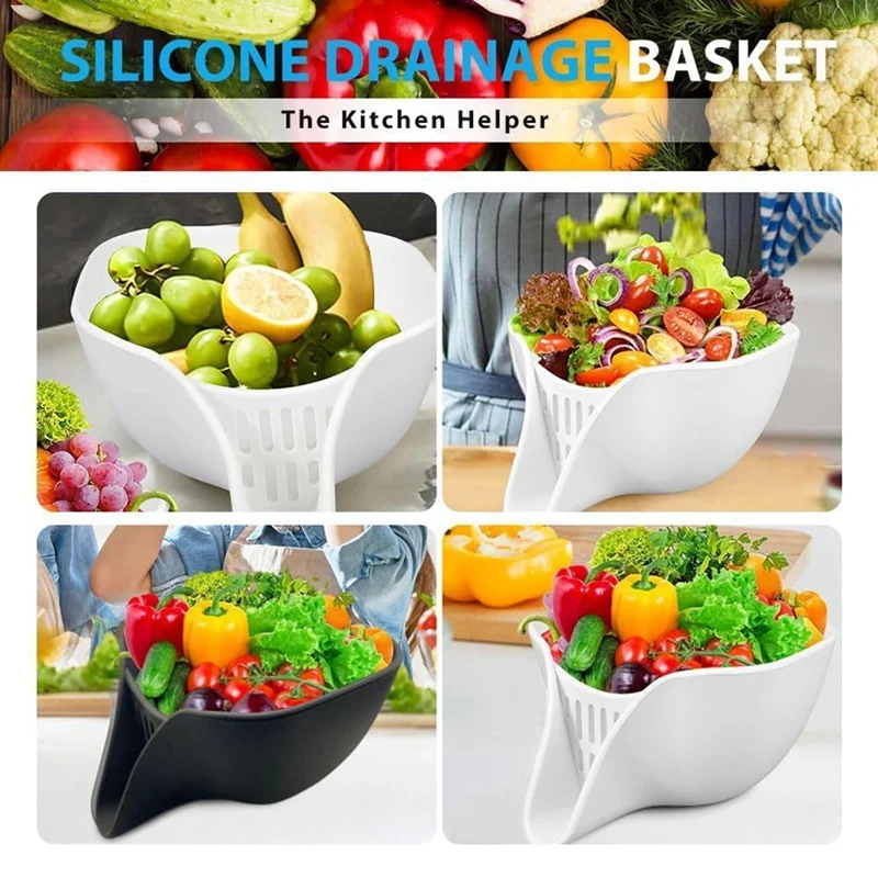 Promotion! 2Pcs Multi-Function Water Filter Basket With Spout,Drain Basket,Silicone Sink Strainer Basket Kitchen Gadgets