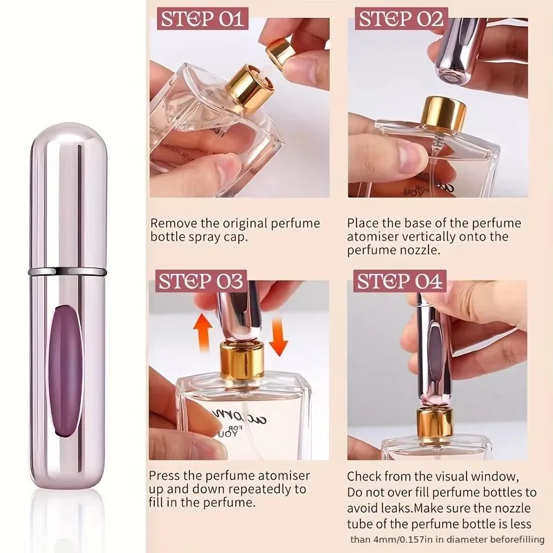 Picture 6: 5 Pieces of 5ml Refillable Mini Perfume Atomizers, Aluminum Perfume Bottles, Portable Perfume Spray Bottles, Travel Perfume Mini Bottles
