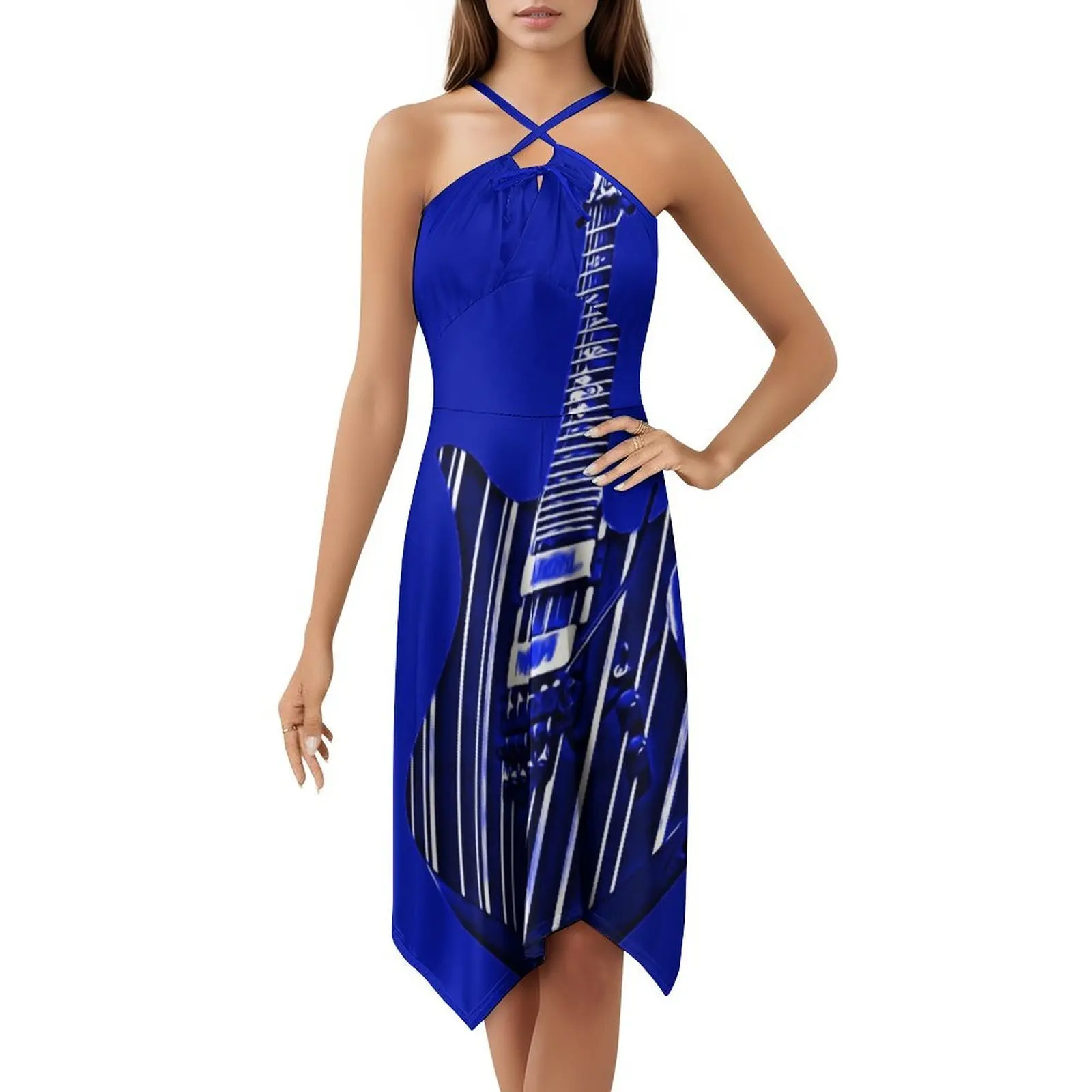 فستان بوهيمي عتيق على شكل فن الجيتار بأكمام منتفخة أو خيارات بدون أكمام للنساء فستان عازف الجيتار مشغل الجيتار الموسيقي #5