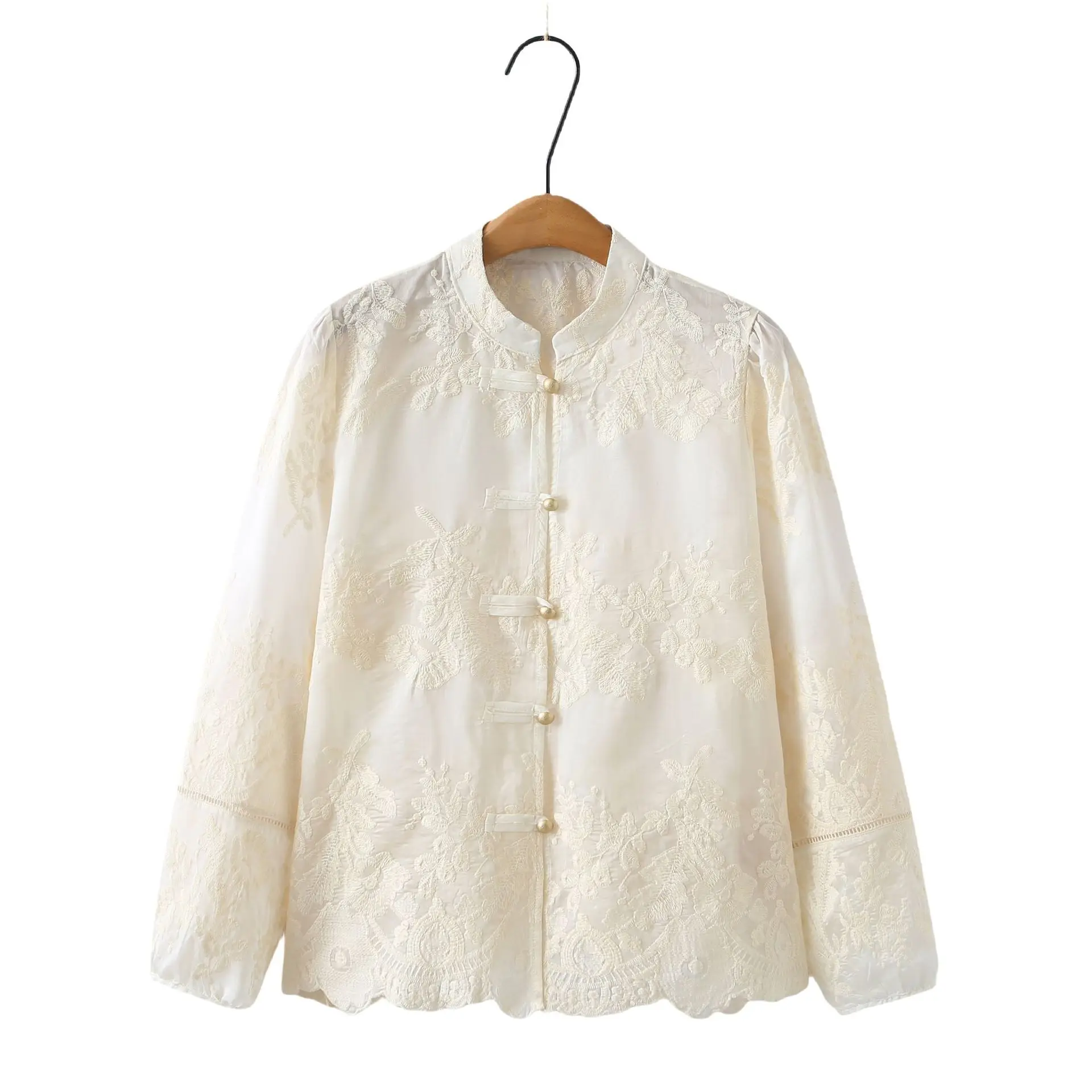 100 كجم مزاجه قميص جديد النمط الصيني الدانتيل الشمس ملابس واقية حجم كبير بلوزة نسائية 5219