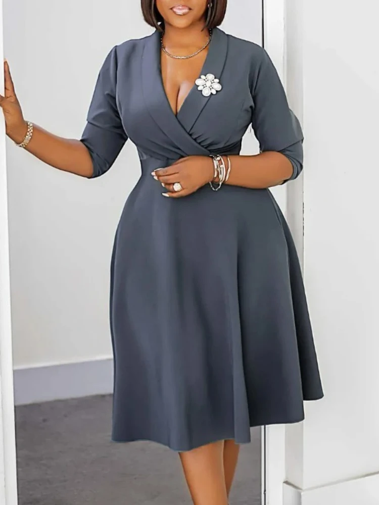 

2026 Дашики, африканские платья для женщин, элегантные весенне-летние африканские платья миди из полиэстера с рукавами 3/4, S-3XL