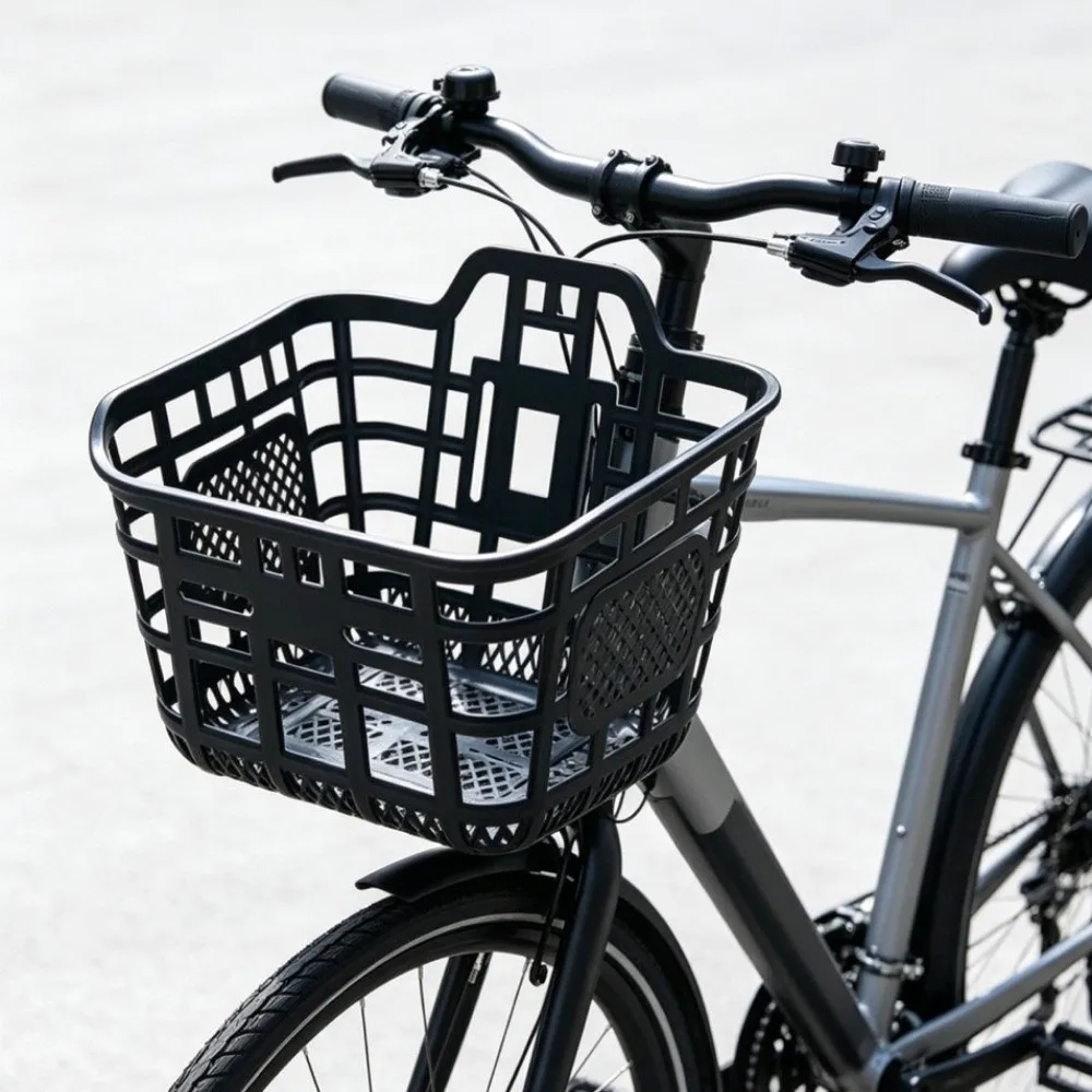 Panier arrière de vélo facile à installer, en plastique, universel pour vélos de 12 à 20 pouces, réglable, noir, panier de vélo agrandi.