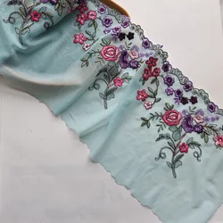 10Meters Floral Embroidered Embroidery Lace Trim Clothing Accessories Dress Sleeve Sewing Lingerie 15cm Wide