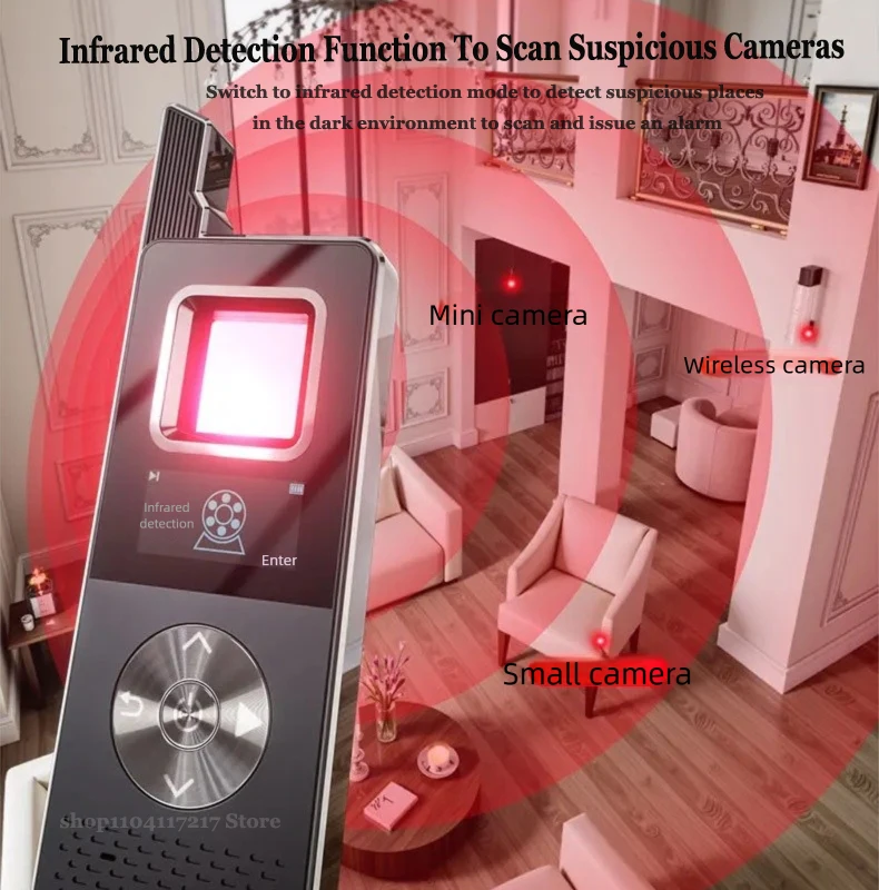 детектор строжки гаджетов, скрытая камера, GPS-трекер, детектор ошибок, радиочастотный сигнал и сильное магнитное обнаружение, защита от подслушивания и отслеживания