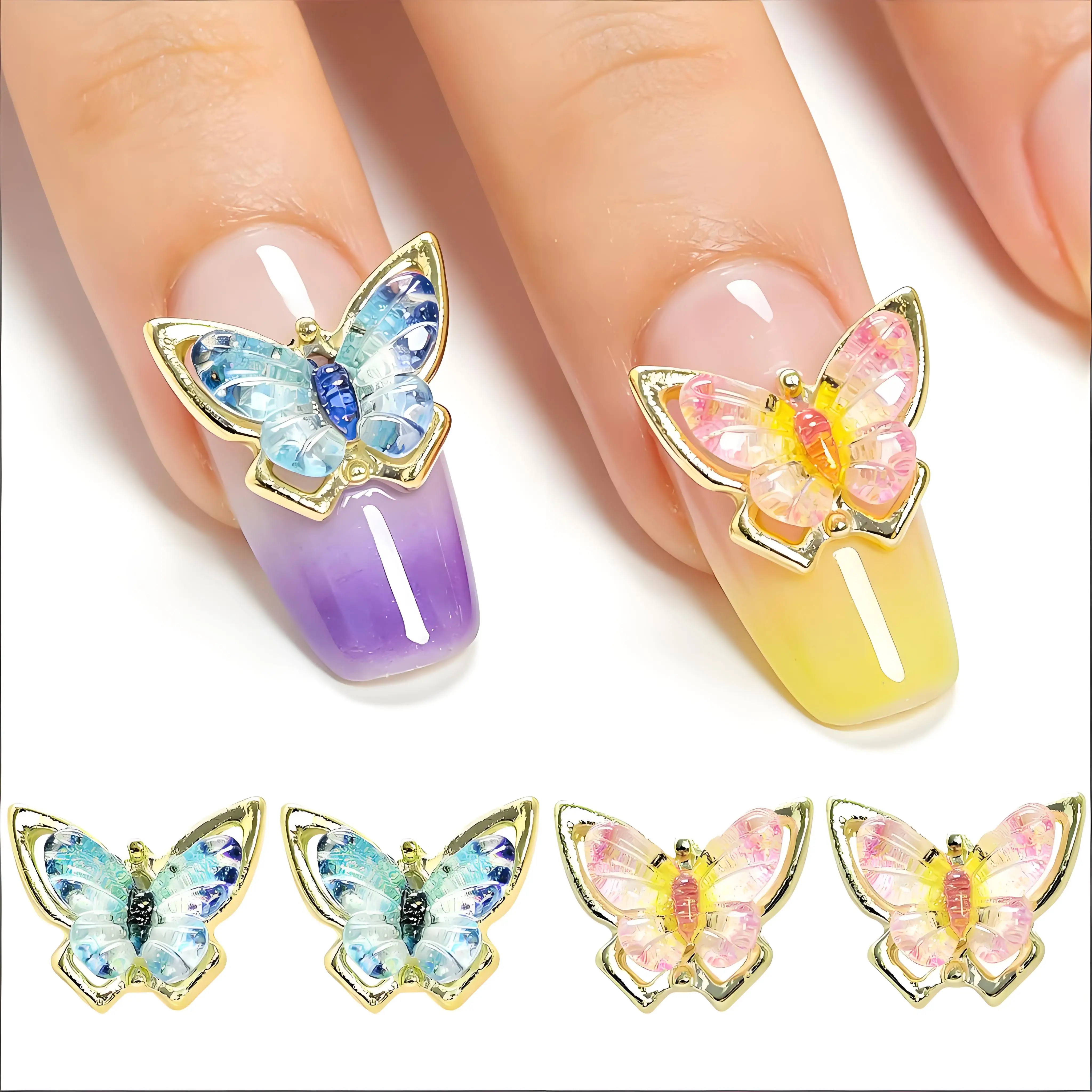 

10PCS Metal-edged Butterfly Nail Art Charms Accessories Parts For Nails Decoration Manicure Decor Supplies Material Beauty Tool