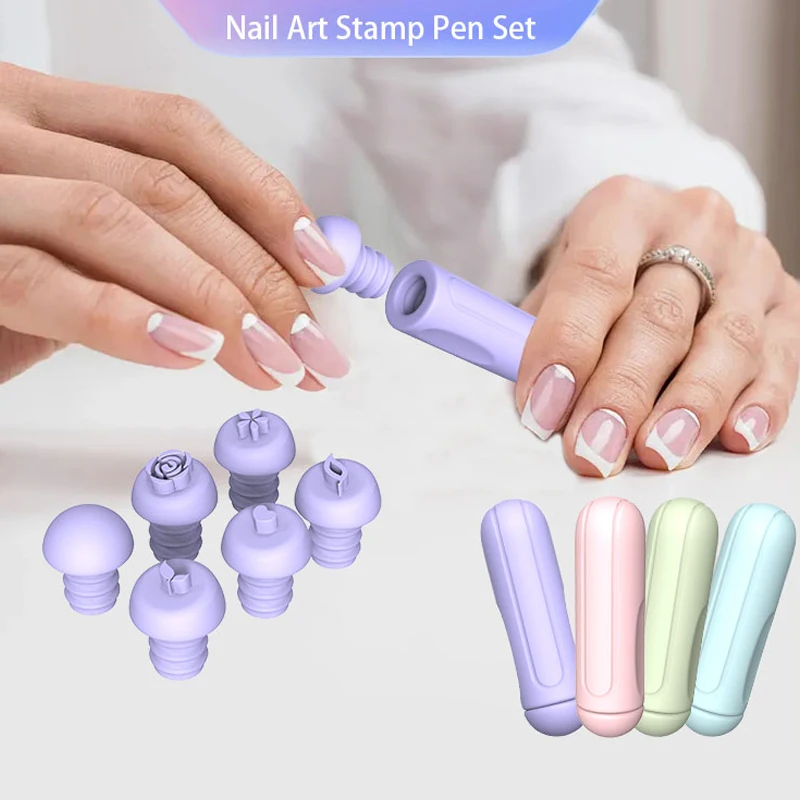 Stylo tampon d'art d'ongle, stylo de tampon d'art d'ongle, tampon de fleur d'ongle d'artisanat, outils d'art d'ongle de bricolage, conception de brosse, manucure