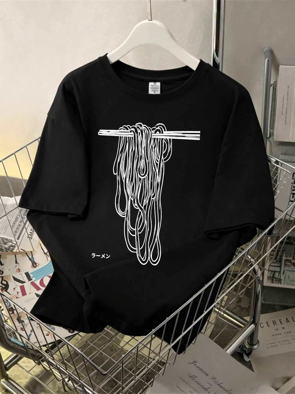 Camisetas con estampado I Like Lamian Noodles, camisetas de algodón de manga corta de verano para mujer, camisetas suaves de gran tamaño, ropa informal con cuello redondo