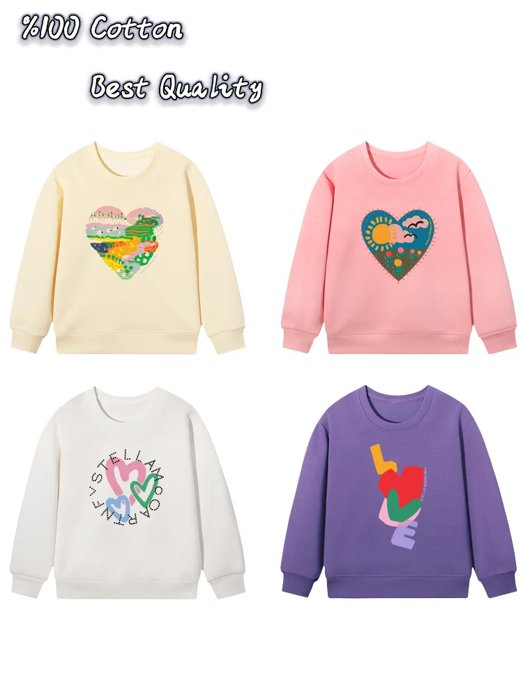 cute Floral girl sweatshirt winter %100 cotton kids clothes Fun prints Love graphic pullover Sweet pastoral style child hoodies