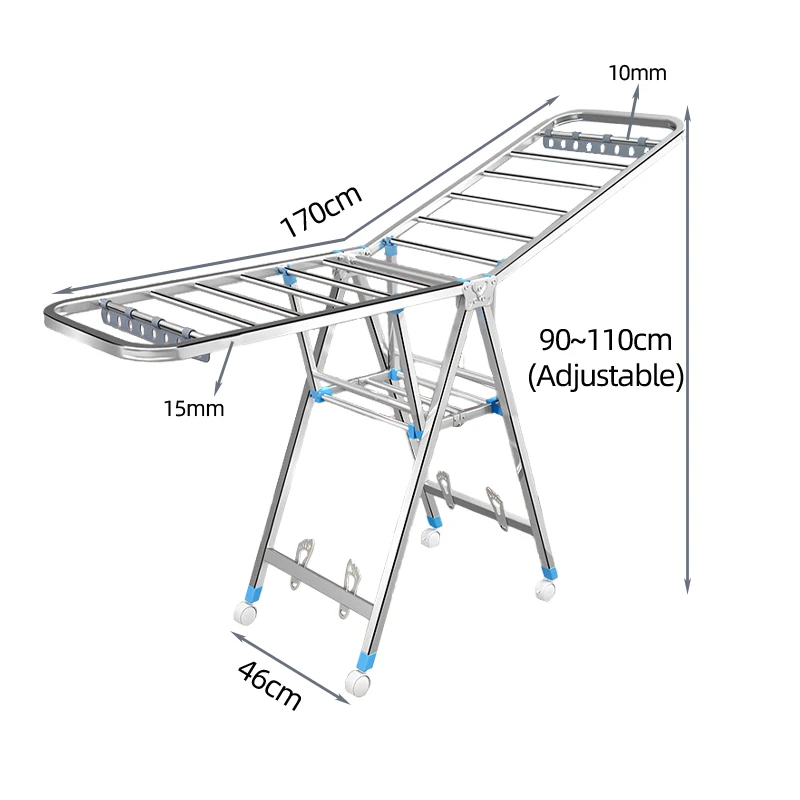 Portable Folding Clothes Drying Rack , Large Laundry Drying Rack  Drying Rack Clothing for Outdoor with Wheels