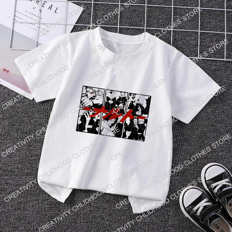 Narutoeds dziecięce koszulki dla dzieci nadruk Anime odzież codzienna koszulki dla chłopców i dziewcząt Cartoon Unisex T Shirts Kid Streetwear