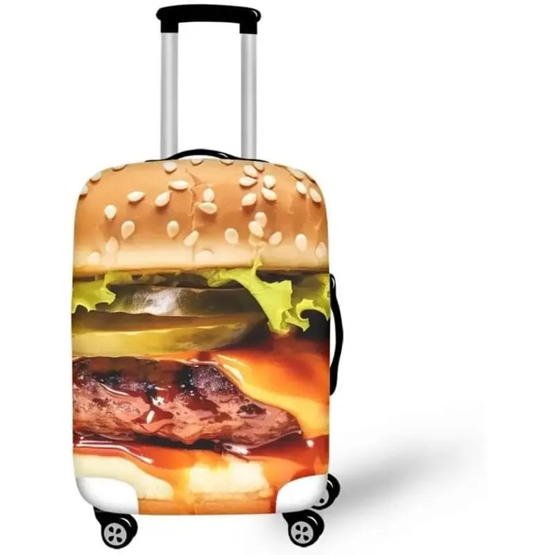 

Funny Food Hamburger Suitcase Protector Woman Big Hamburger Protective Washable Luggage Cover Gift