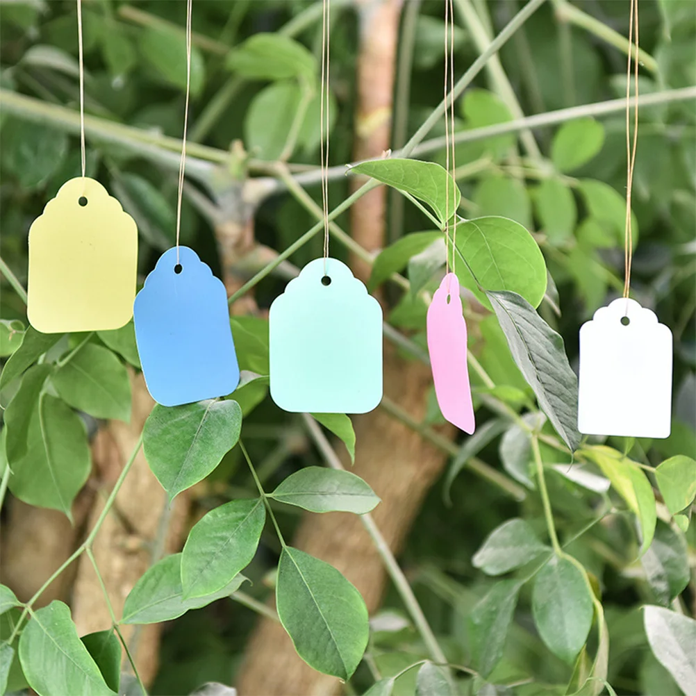

5Sets Waterproof Hanging Labels Plastic Plant Tags 3.6x2.5cm Bright Colored Reusable Garden Markers for Outdoor Indoor Use
