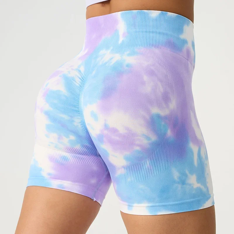 

New Tie Dye Yoga Shorts Women's Sweatpants Running Fitness Gym Sports Tights Workout Scrunch Bum Hip Lift Pants Booty Shorts