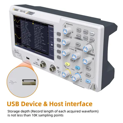 Oscilloscope Owon Digital Owon SDS1102 Digital Oscilloscope 5mV/Div 2 Channel 100MhZ Bandwidth 1GS/s Sampling Rate 7-inch TFT Storage Desktop Oscilloscope
