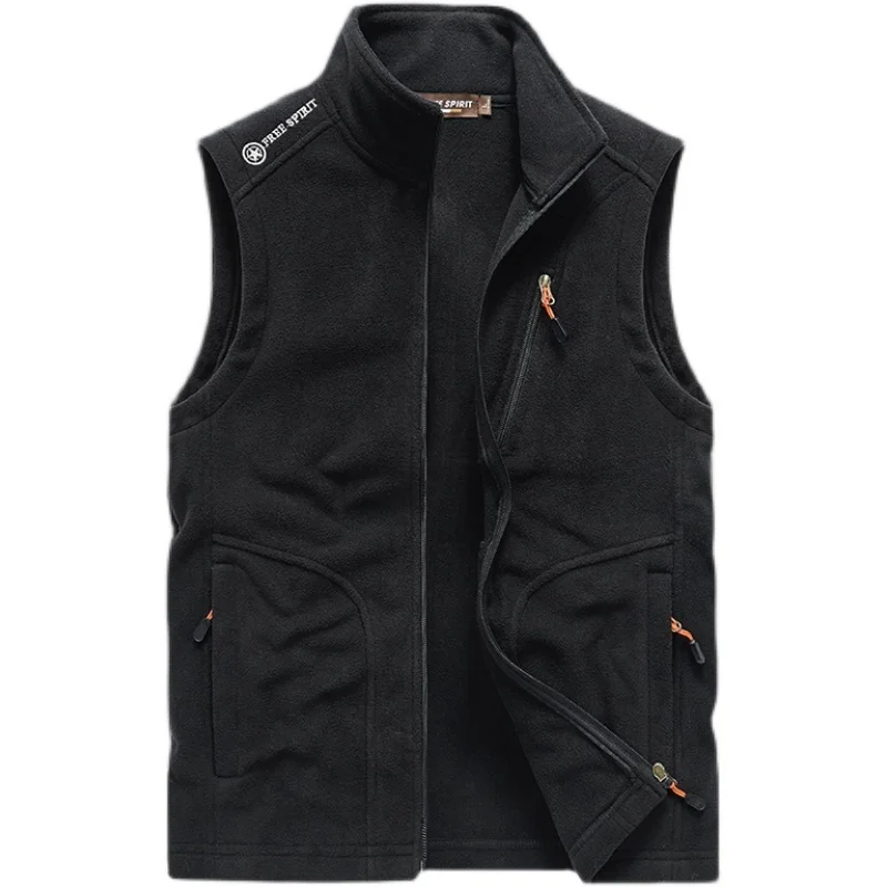 Standing Collar Vests Men\'s Autumn And Winter Warmth Double-sided Velvet Sleeveless Jacket Casual Windproof Vest Fleece Camisole