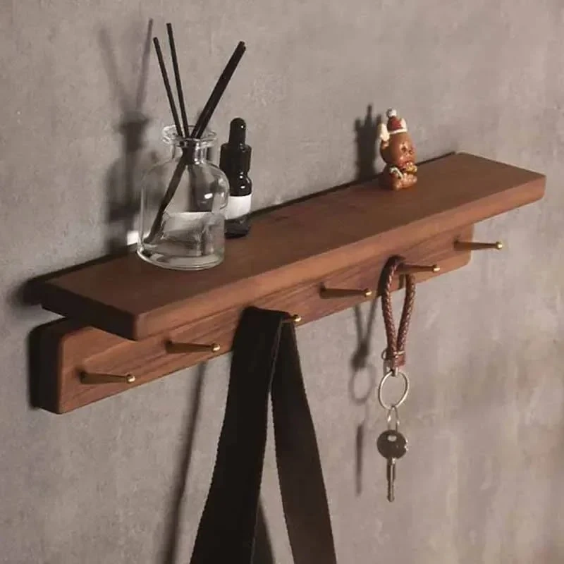 

Деревянная многофункциональная настенная вешалка для одежды, крючки для хранения в прихожей и гардеробной, экономия места, для шляп и пальто
