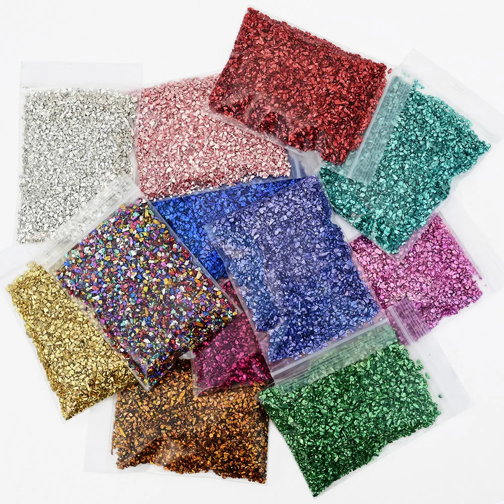 50g 2-3mm Broken Glass Stones Resin Manicure DIY Crafts Metal Effect Crystal Resin Nail Crushed Stone Decorations#PD158