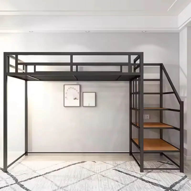 Commercial Steel Adult Bed Full King Loft Apartment Bedroom with Stairs For Sale