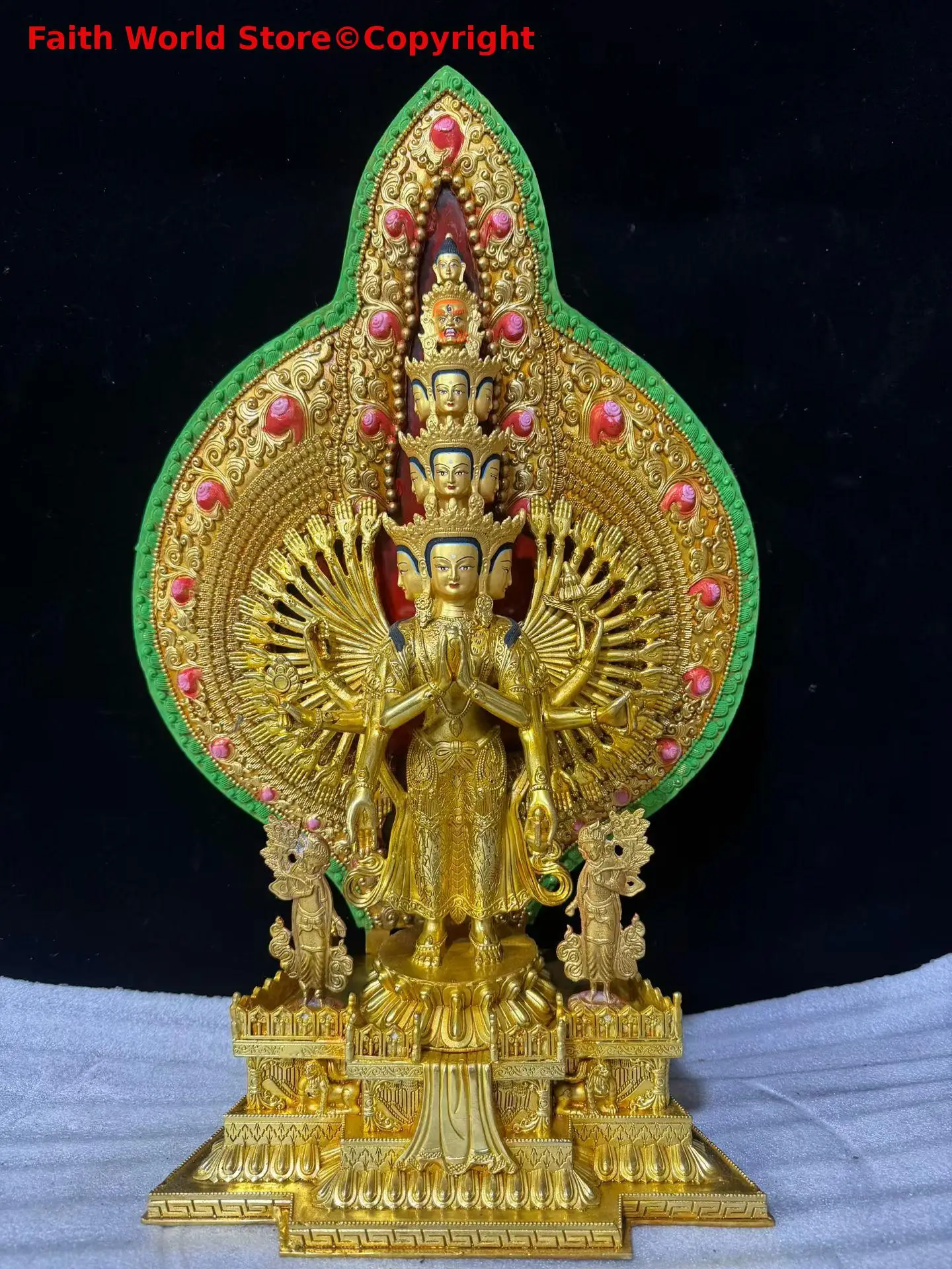 Huge Buddha statue copper carving Thousand Armed Guanyin Bodhisattva family worship decoration buddha Buddhist temple offering