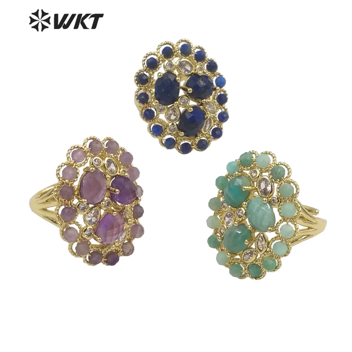 

WT-R457 WKT 2023 Hot Sale Natural Gemstone Noble Ring For Women Wedding Party New Style Girl And Boy Accessory