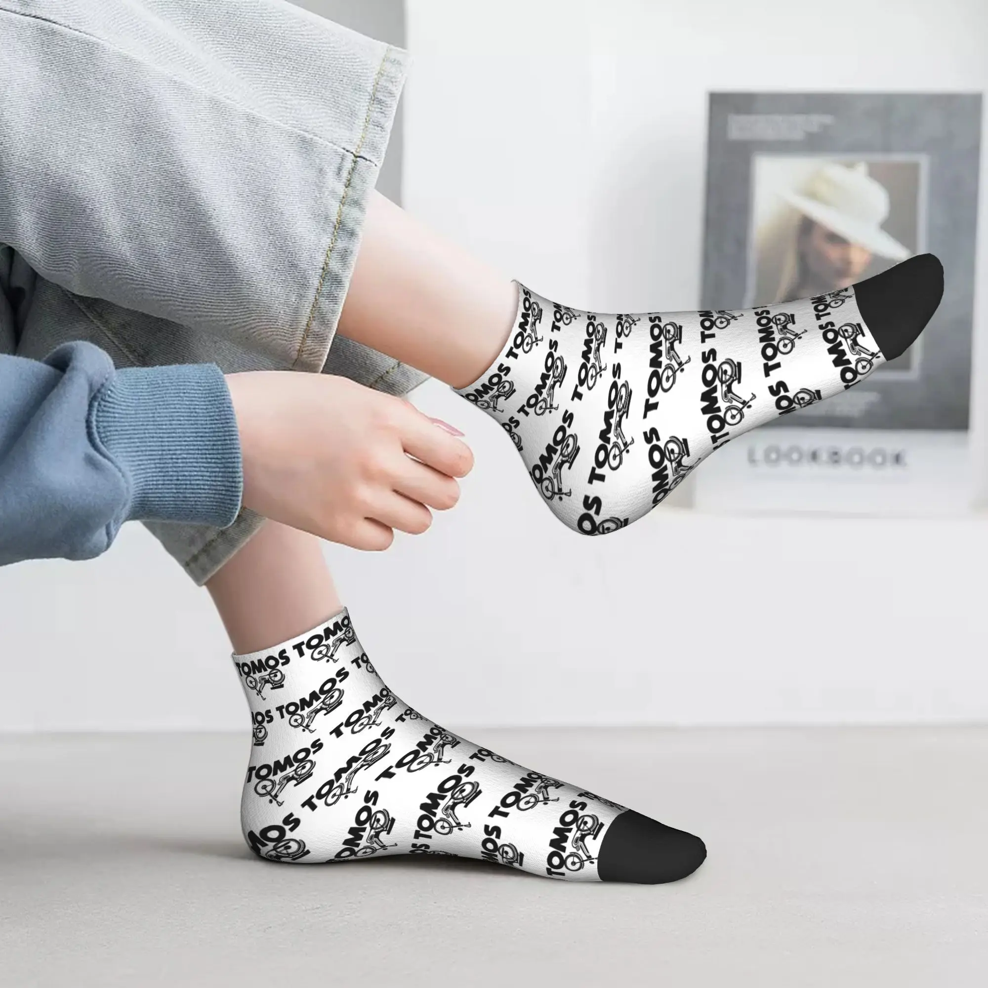 All Seasons Tomos Moped Socks Harajuku Sweat Absorbing Crew Socks Fashion Stockings for Men Women Gifts