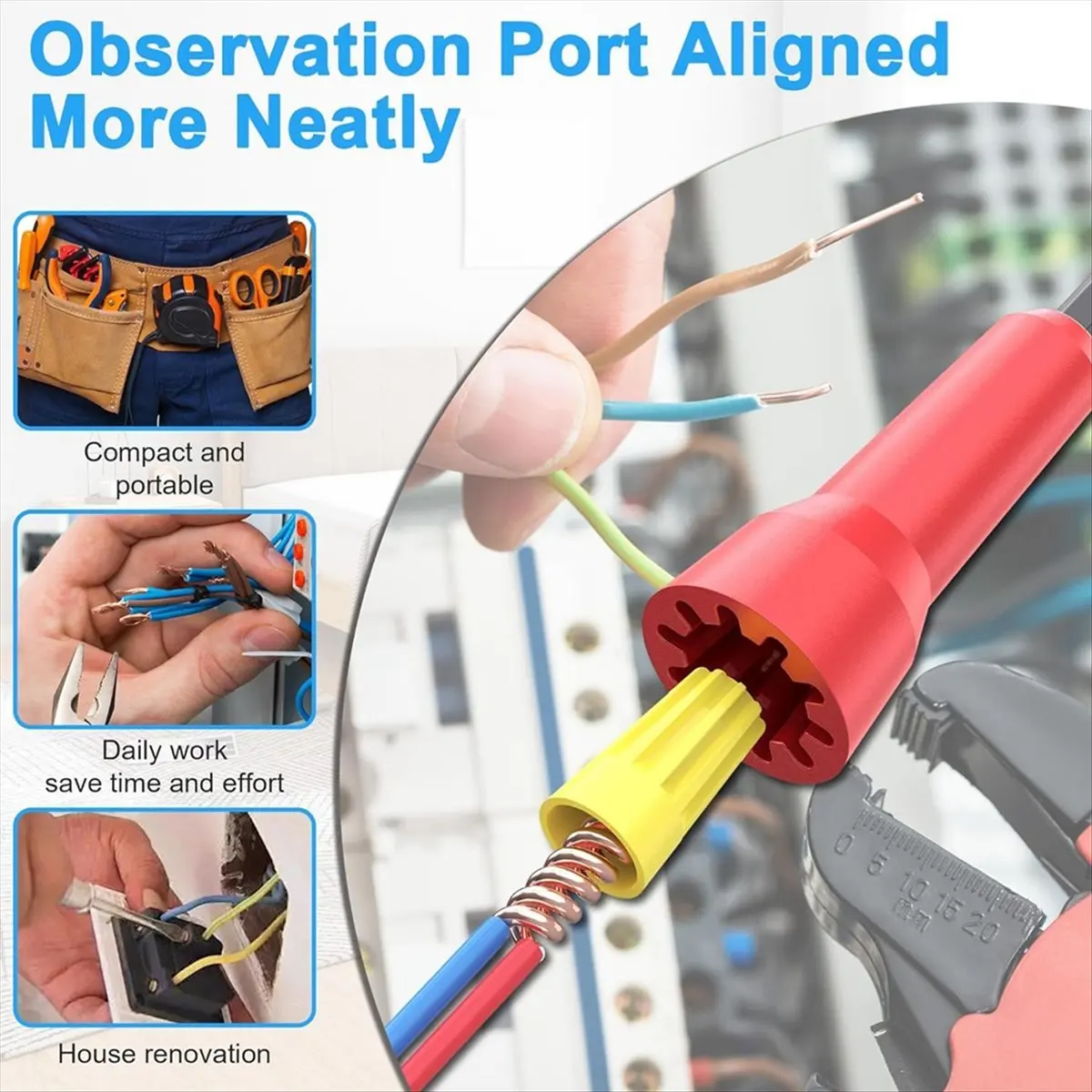 أداة إعصار الأسلاك ABJY 3 قطع مع 100 قطعة من أغطية الأسلاك للحفر، موصل سلك تويست، أداة إعصار الأسلاك #1