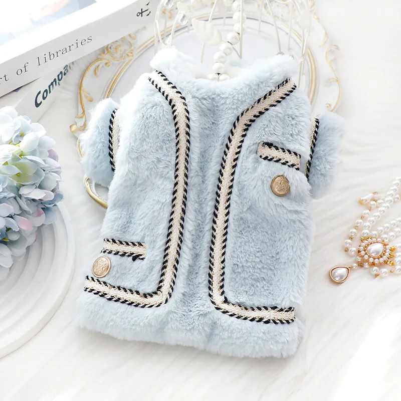 luxury Dog Clothes Autumn Winter Thick Cat Princess Cotton Sweater Coat Cat Pomeranian Schnauzer Puppy Costume Yorkshire Pugs