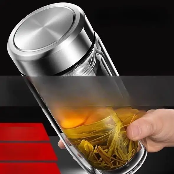 

Tempered Glass Cup Men's Durable Insulated Double Layer Goose Egg aped Beer Cup Anti Breakage Heat Retention Water Bottle