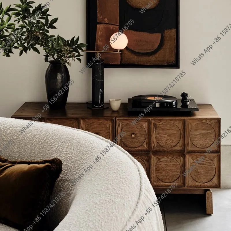 

L TV Cabinet Vintage Silent Style Living Room Sideboard Nordic Carved Sideboard Storage Cabinet Sideboard Pre-owned Solid Wood