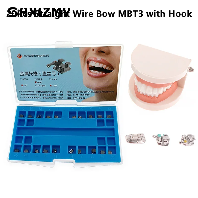 

20pcs/Box Dental Metal Mini Bracket Straight Wire Bow MBT 0.022 Without Hooks Mini Braces Self- Ligating Dental Materials