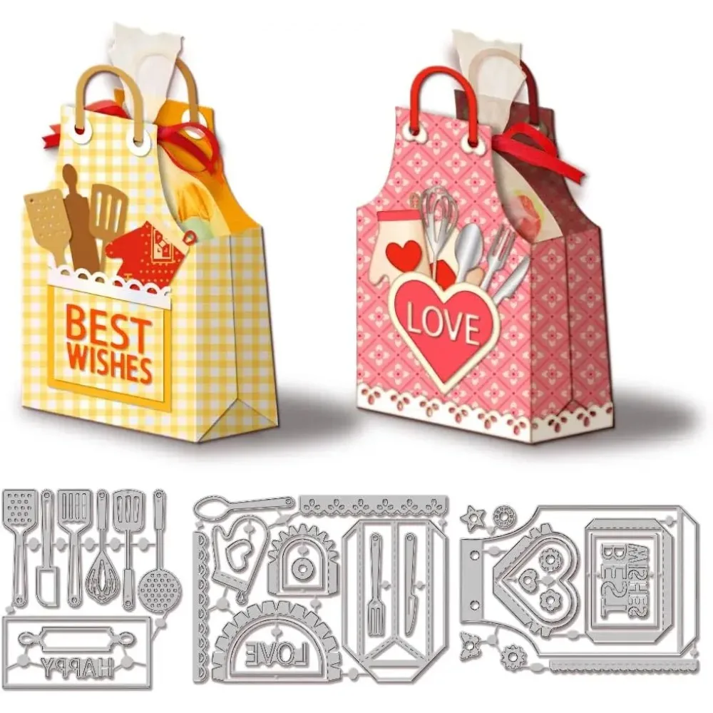 Schürzenförmige Tasche, Schneideformen aus Kohlenstoffstahl, Schablonen für DIY-Scrapbooking, Fotoalbum, dekorative Prägung, Papierkarten