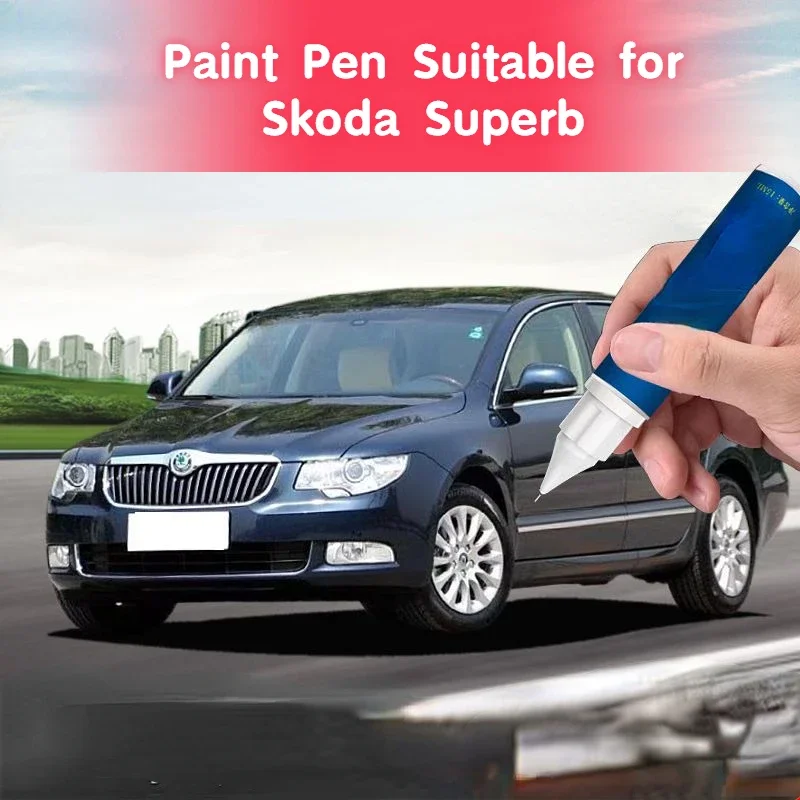 Skoda Superb 자동차 페인트 픽서 페인트 펜, 딥 씨 블루 알코올 레드 실버 블루에 적합, 오리지널 페인트 스크래치 멋진 수리