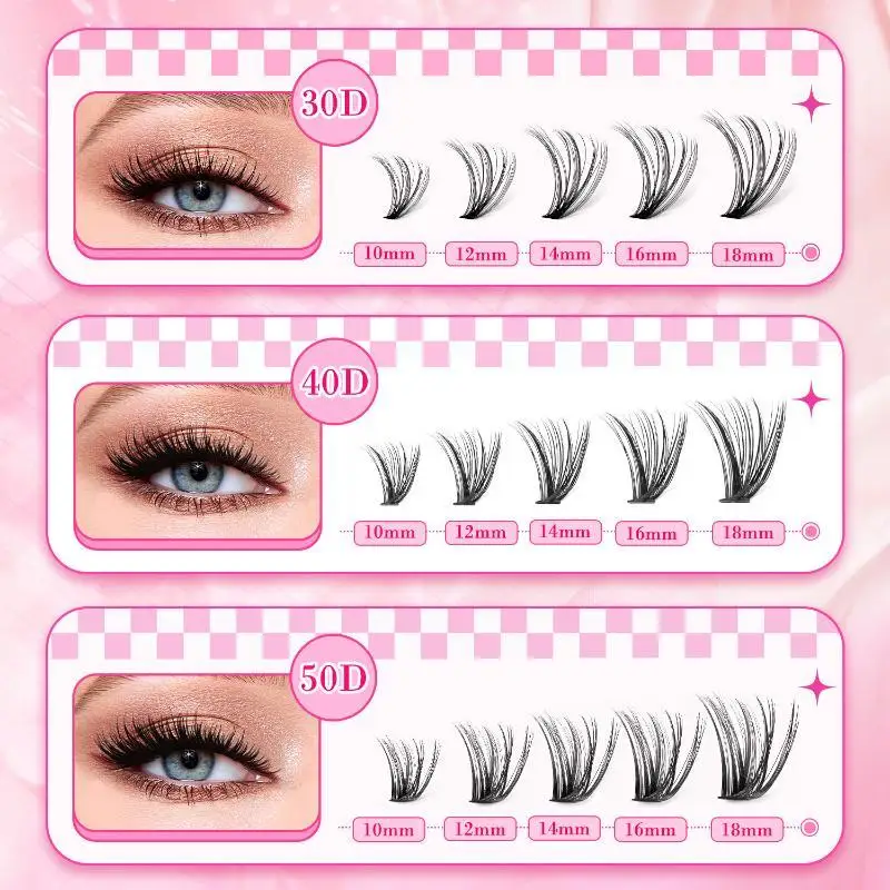 700Pcs 10-18mm DIY Eyelash Extension Kit 30D 40D 50D Individual Lash Clusters for Holiday Party Makeup Beginners