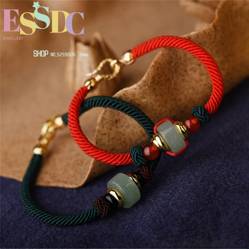 

Exquisite Dongling Stone Safety Buckle Bracelet Weaving Retro Imitation Gold Clasp Men and Women Hand Ornaments Wholesale