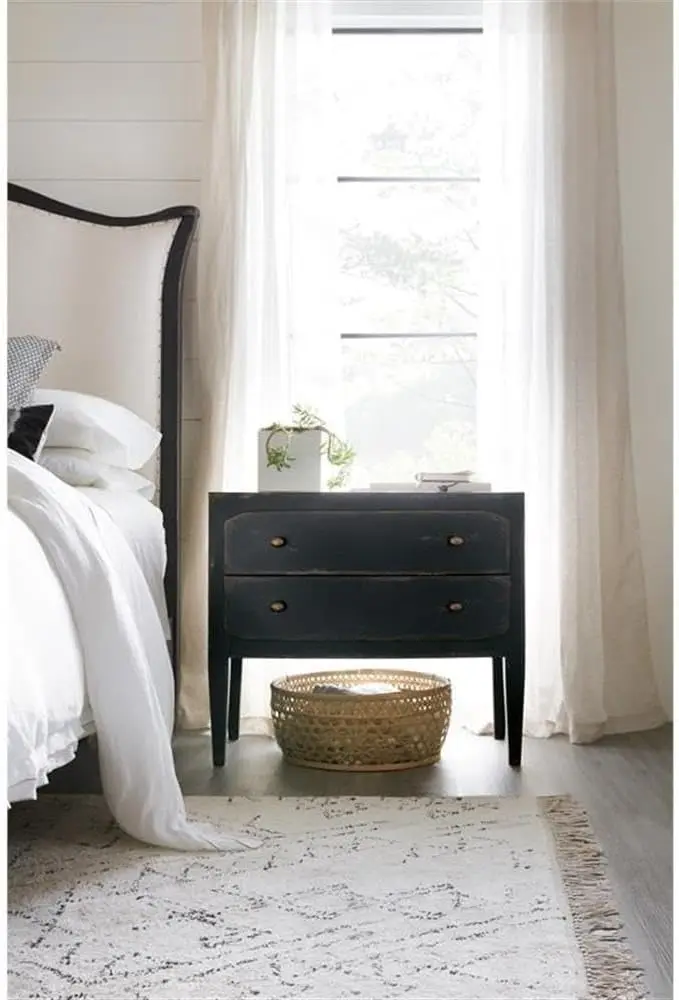 

Two-Drawer Wood Nightstand in Distressed Black night stands for bedroom bedside furniture bedroom