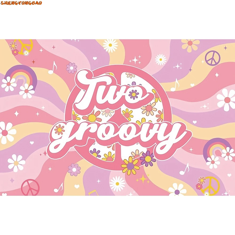 Groovy Birthday Newborn Photography Backdrops Boho Style Rainbow Daisy Peace Love Party Decor Cake Smash Photo Background Props