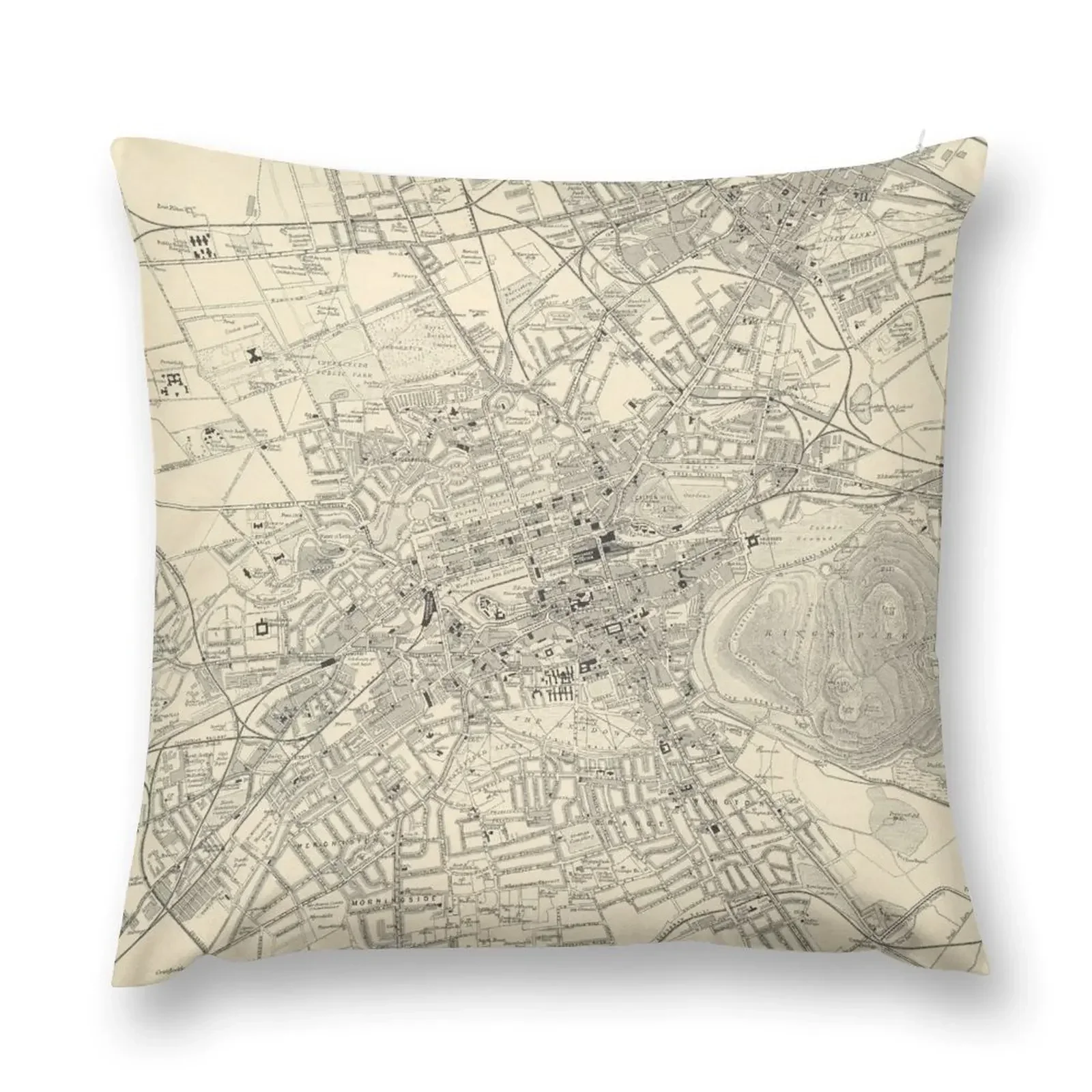 Old Edinburgh Scotland Map (1912) Vintage Scottish Capital City & Street Atlas Throw Pillow Christmas Cushion For Home pillow