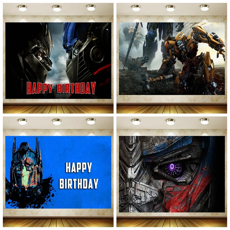 

Transformers Bumblebee Optimus Prime Party Backdrop Kids Birthday Decorations Photo Background Custom Banner Cake Table Decor
