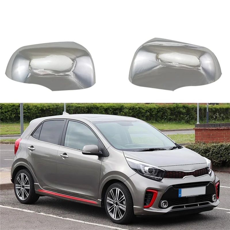 Car Chrome Silver Rearview Side Glass Mirror Cover Trim Rear Mirror Covers Shell for Kia Picanto Morning 2014-2018