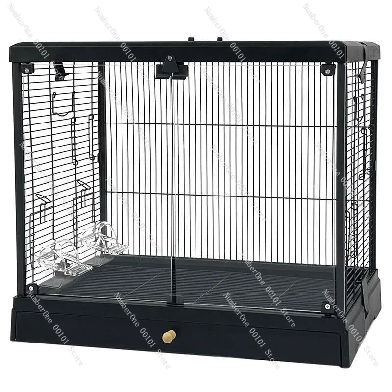 Elegant Hand Feeding Parrot Glass Bird Cage Transparent Acrylic Breeding Box Small Bird House Clear Viewing Habitat Portable