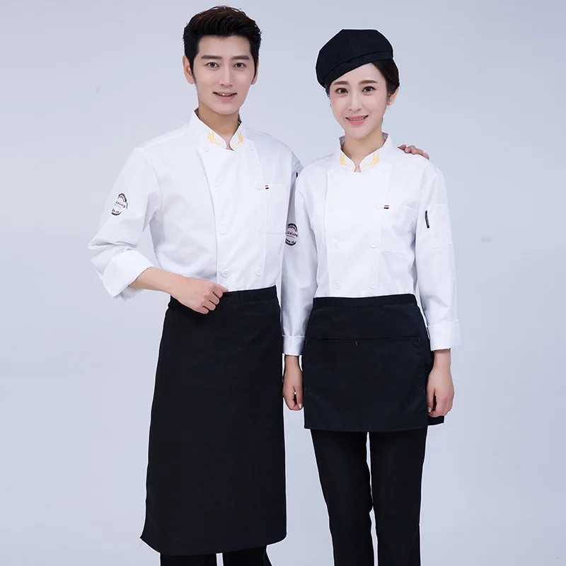 Chef Uniform Men Jacket Cooking Clothes Kitchen Shirt cameriera Food Service Hotel Fast Food Hot Pot Cake Shop Coat Logo personalizzato