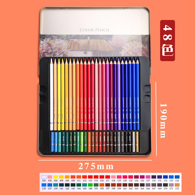 Deli 24/36/48/72 Kleuren Olie Kleurpotlood Hout Graffiti Ijzeren Doos Geavanceerde Gekleurde Lood schilderij Voor Schets School Art Supplies