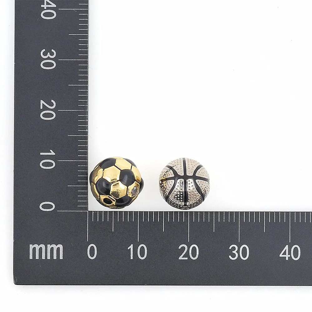 New Football Ball Basketball Spacer Bead Gold Plated Sports Original Charm Paracord Beads For Women Gift DIY Jewelry Accessories