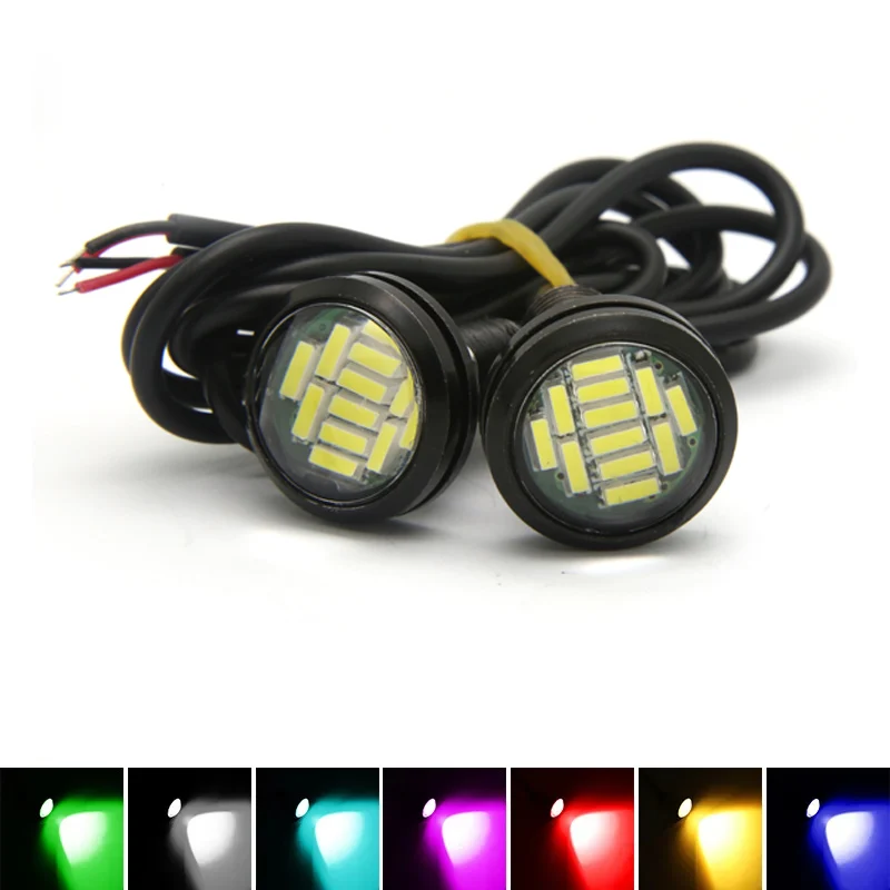 2X Eagle Eye LED Daytime Running Light 23MM 4014 12SMD Turn Signal Lamp DRL Backup Reverse Lamp Moto Car License Plate Light