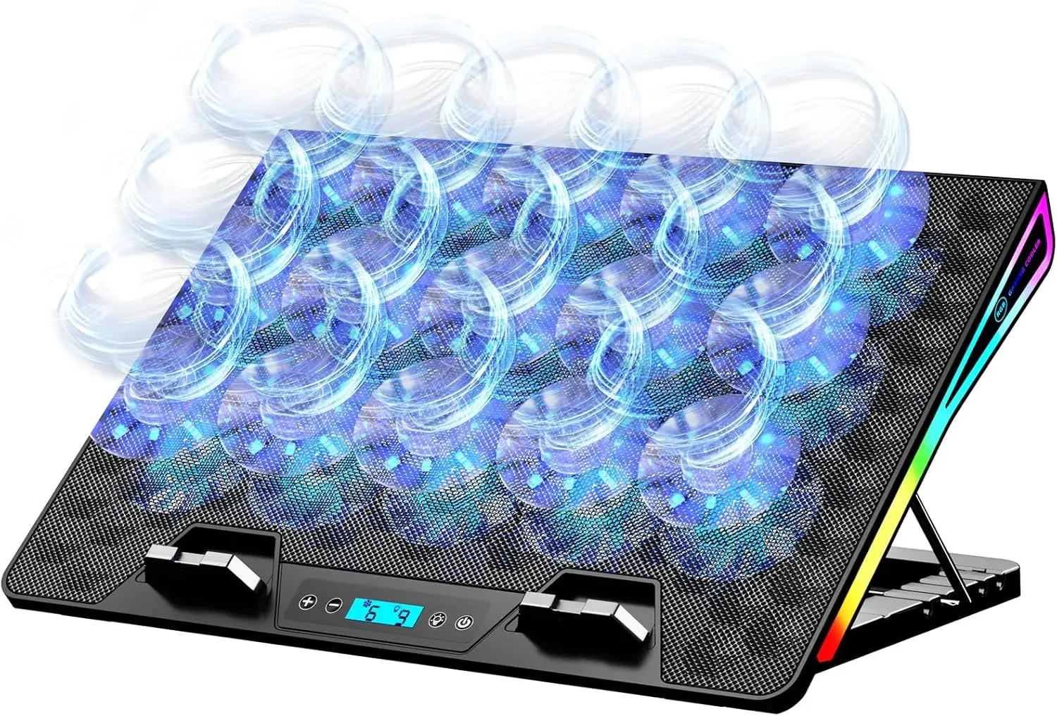 

15 Powerful Cooling Fans Laptop Cooler with RGB Lights for 15-17.3 Inch Gaming PCs